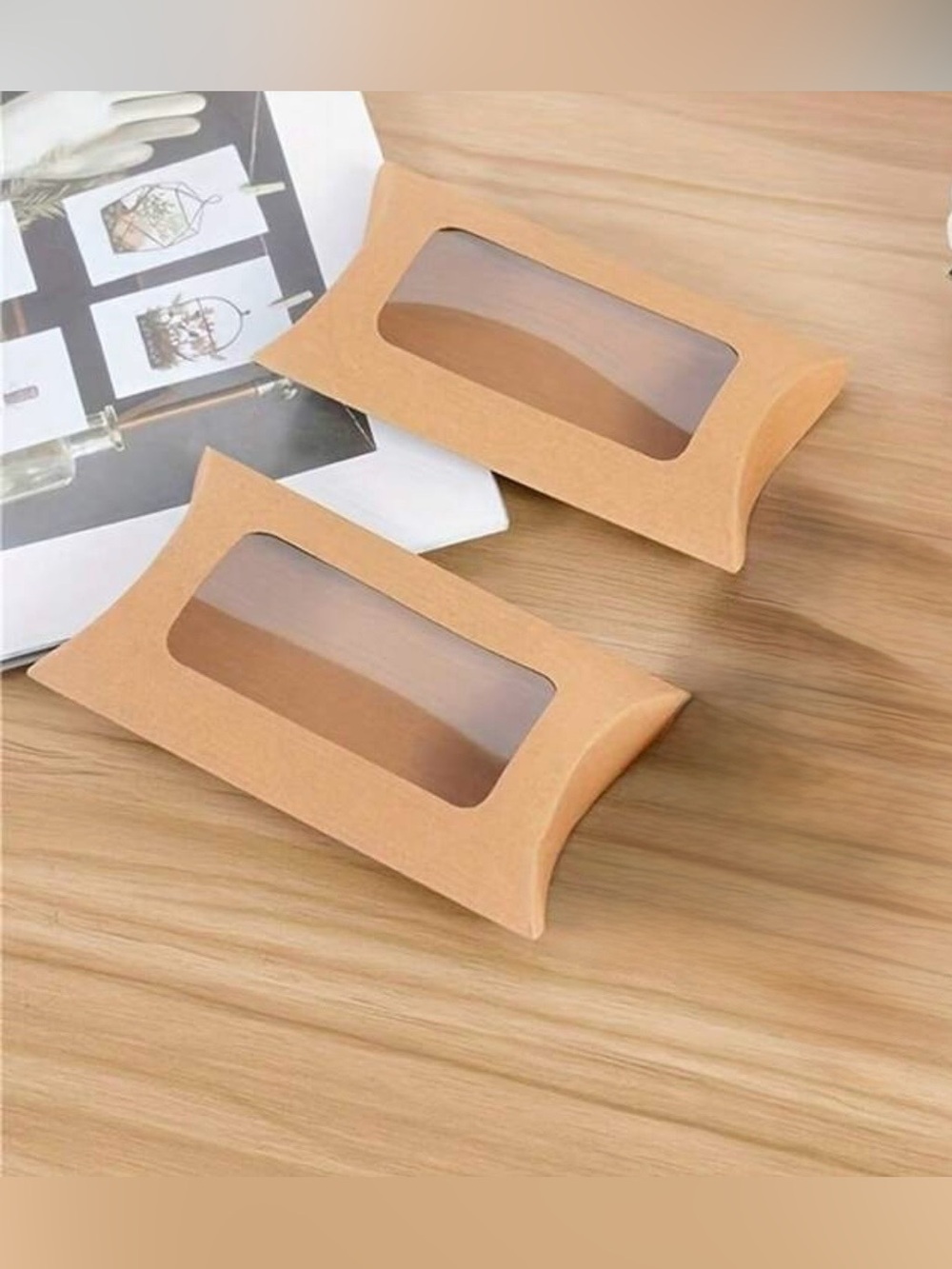 NIP 25pcs Kraft Window Pillow Boxes